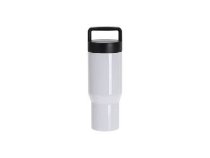 Sublimation Blanks 25oz/750ml Stainless Steel Travel Mug w/ Protable Black Lid (White)