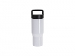 Sublimation Blanks 25oz/750ml Stainless Steel Travel Mug w/ Protable Black Lid (White)