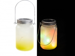 15oz/450ml Sublimation Blanks Mason Jar w/ Lantern Lid and Metal Handle (Frosted, Gradient Lemon Yellow)
