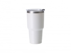 Sublimation Blanks 30oz/900ml Powder Coated Ringneck Grip SS Tumbler with Straw (White, Matt Sub Coating)