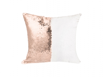 Sublimation Flip Sequin Pillow Cover (Champagne w/ White, 40*40cm)