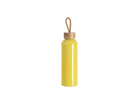 Garrafa de Água Alumínio 20oz/600ml com Tampa de Bambu (Amarelo)