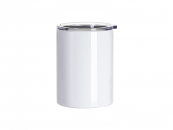 Sublimation Blanks 13oz/400ml Stainless Steel Coffee Cup with Clear Flat Lid (White)
