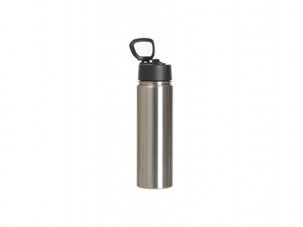 Sublimation 30oz/900ml Stainless Steel Water Bottle w/ Black Straw Lid(Silver, Double Wall)