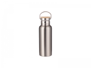 Sublimation 500ml/17oz Portable Bamboo Lid Stainless Steel Bottle (Silver)