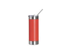 Tumbler Silicona y Acero Inoxidable 20oz/600ml para Grabado Láser  (Rojo/Blanco)Cantidad mínima 1000pcs