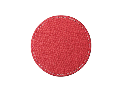 Posavasos Redondo Cuero PU (Φ9.5cm, Rojo)