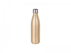 Sublimation 17oz/500ml Glitter Stainless Steel Cola Shaped Bottle (Rose Gold)