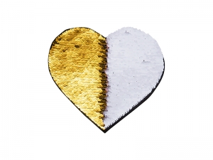 Sublimation Flip Sequins Adhesive (Heart, Gold W/ White)