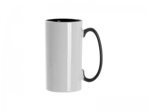 Sublimation Blanks 12.8oz/380ml Inner/Handle Color Skinny Tall Mug-Black