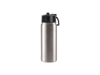 Engraving Blanks 18oz/550ml SS Flask w/ Wide Mouth Straw Lid &amp; Rotating Handle (Silver)