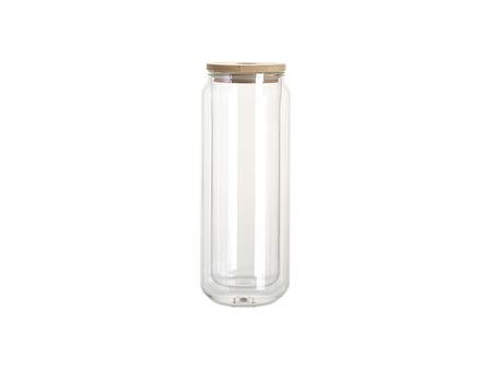 Garrafa Vidro Transparente 15oz/450ml com Tampa de Bambu