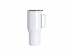 Tumbler Travel Acero Inoxidable 25oz/750ml con Tapa plana transparente y Asa (Blanco) Cantidad mínima 2000pcs