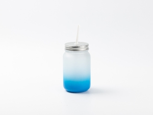 15oz/450ml Sublimation Blanks Mason Jar No Handle (Frosted, Gradient Color)