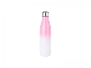 Sublimation 17oz/500ml Stainless Steel Cola Shaped Bottle (Gradient Color White&amp;Pink)