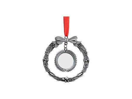 Round Wreath Metal Ornament(Silver)