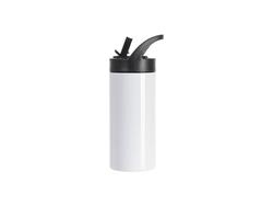 Tumbler Fino Acero Inoxidable 16oz/480ml con Pajita y Tapa Negra Portátil (Blanco)