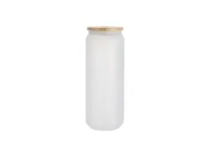 Sublimation 25oz/750ml Frosted Can Glass Mug with bamboo lid