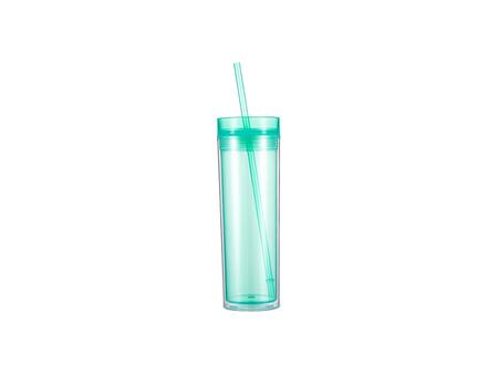 Vaso Plástico Doble Capa 16oz/473ml con Tapa y Pajita (Verde Claro)