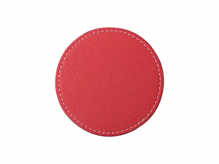 PU Leather Round Mug Coaster (Φ9.5cm,Red)