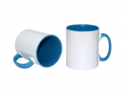 Mug 300 ml avec intérieur et anse bleu clair Sublimation Transfert Thermique