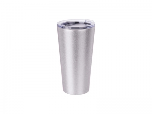 Sublimation 16oz/480ml Glitter Stainless Steel Tumbler w/ Lid (Silver)