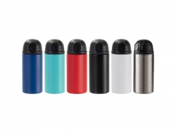 Engraving Blanks 12oz/360ml Powder Coated Kids SS Bottle with Silicon Straw &amp; Black Lid
