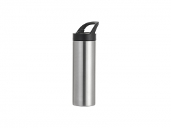 Sublimation Blanks 20oz/600ml Stainless Steel Skinny Tumbler with Black Portable Straw Lid(Silver)