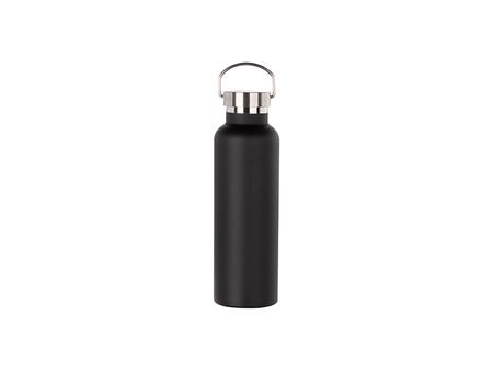 750ml/25oz Powder Coated Portable Lid Stainless Steel Bottle (Black)