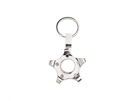 Sublimation Fidget Spinner Key Ring (Pentagonal Gear, Silver)