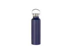 Garrafa Inox 750ml/25oz Coberto em Pó com Tampa de Bambu Fácil de levar   (Azul Escuro)