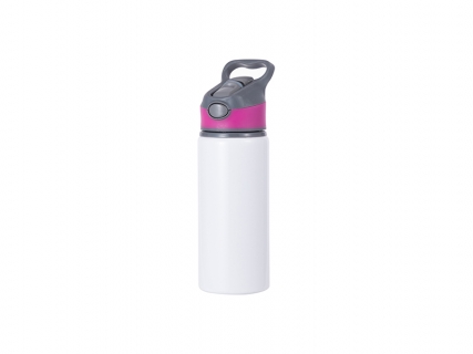 22oz/650ml Sublimation Blanks Alu Water Bottle with Color Cap (White)