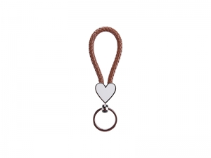 Sublimation Heart Braided Keyring (Brown)