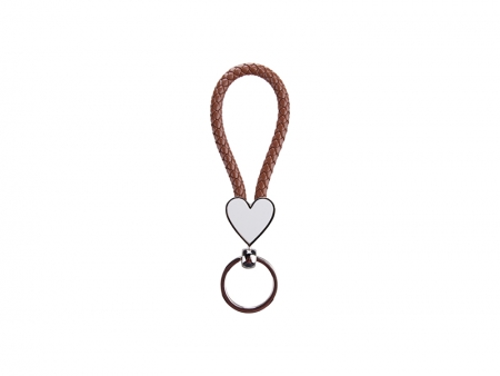 Sublimation Heart Braided Keyring (Brown)