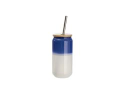 Vaso Mágico (Calor) de Cristal en Forma de lata 18oz/550ml con tapa de bambú (Azul)