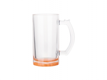 16oz Sublimation Clear Glass Beer Mug (Orange Bottom)