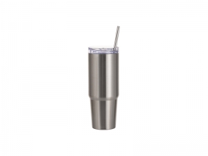 Sublimation Blanks 30oz/900ml Stainless Steel Travel Tumbler with Lid &amp; Straw (Silver)