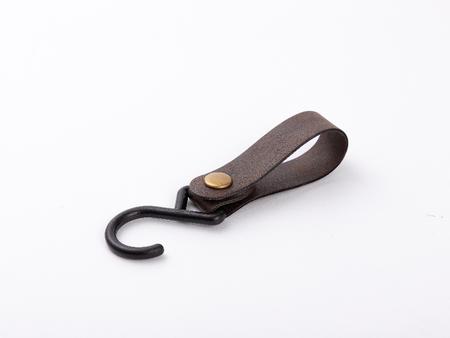 Engraving Outdoor PU Leather Hook (Dark Brown/Black, 2*12cm)