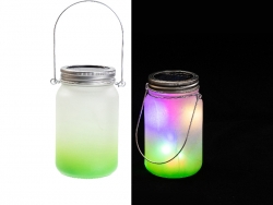 15oz/450ml Sublimation Blanks Mason Jar w/ Lantern Lid and Metal Handle (Frosted, Gradient Green)