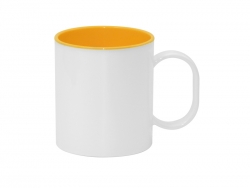 Mug plastique 330 ml intérieur jaune avec boîte Sublimation Transfert Thermique