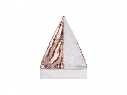 Sublimation Flip Sequin Santa Hat (Champagne W/ White)