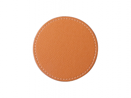 PU Leather Round Mug Coaster (Φ9.5cm,Orange)