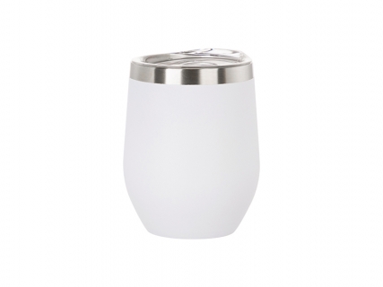 Sublimation Blanks 12oz/360ml Powder Coated Stainless SS Wine Cup (White, Matt Sub Coating)