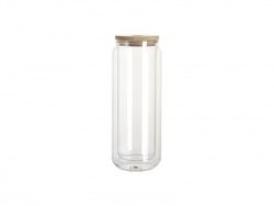 Sublimation Blanks 15oz/450ml Clear Can Glass Mug with bamboo lid