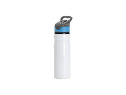 Botella de agua de aluminio 25oz/750ml con tapón Azul&amp;Gris (Blanco)
