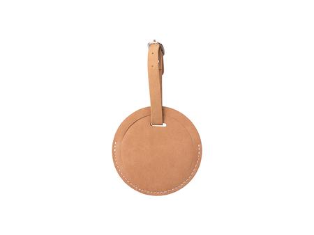 Sublimation Double Side PU Leather Luggage Tag (Brown, Round Shape)