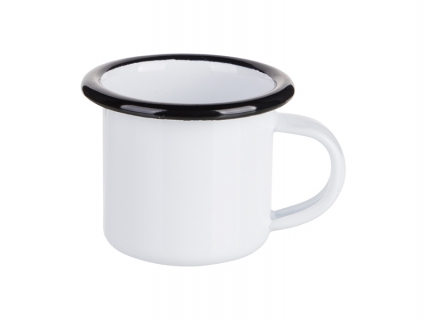 Caneca Esmaltada branca 3oz/100ml  (Borda Preto)