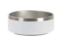 White CC Stainless Steel Dog Bowl - Supreme Dog Garage