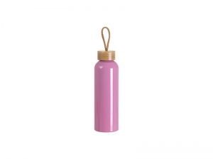 Sublimation Blanks 20oz/600ml Aluminum Water Bottle w/ Bamboo Lid (Dark Pink)