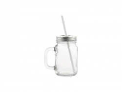 Mug en verre avec paille Mason Jar pour sublimation